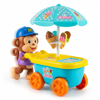 MUSICAL & LIGHTING MONKEY ICE CREAM CART