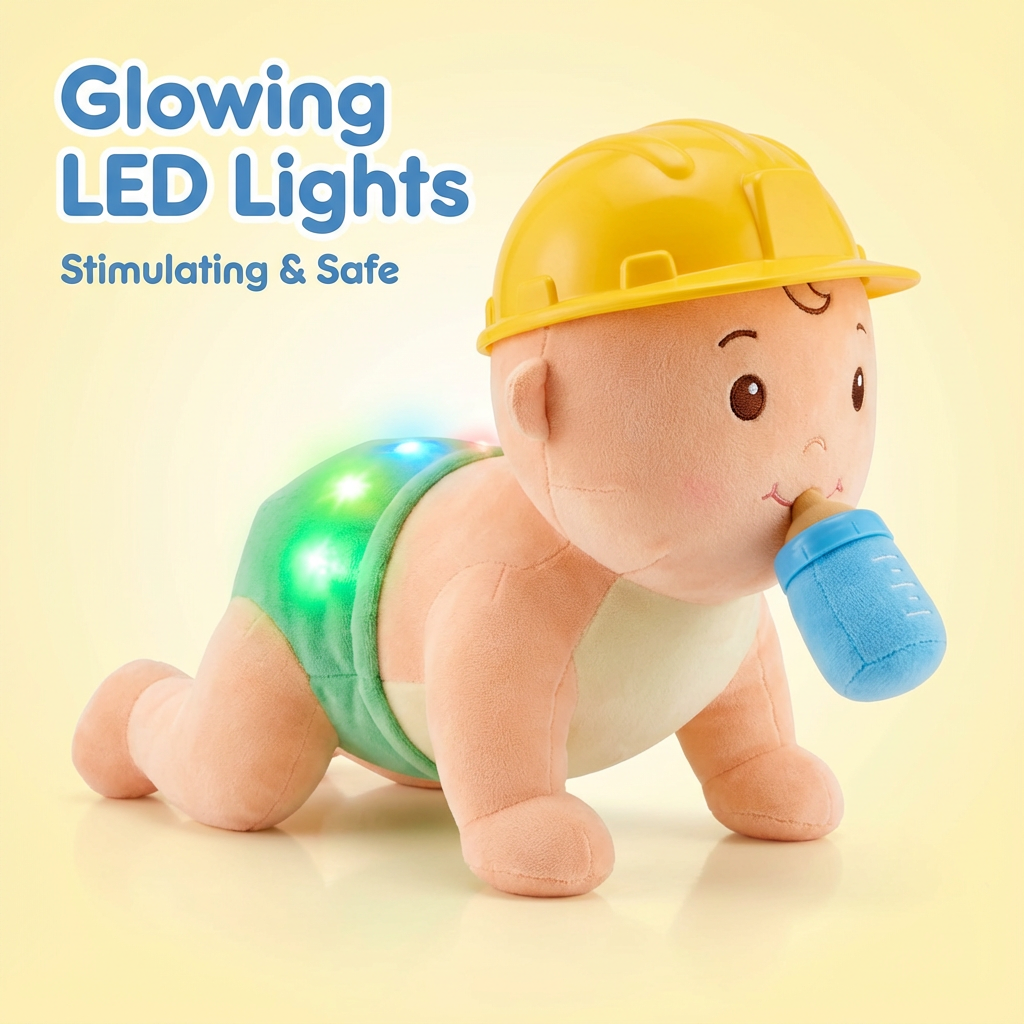 Crawling Baby Toy with Flashing Lights & Music – Cell Operated