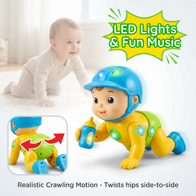 Crawling Baby Toy with Flashing Lights & Music – Cell Operated