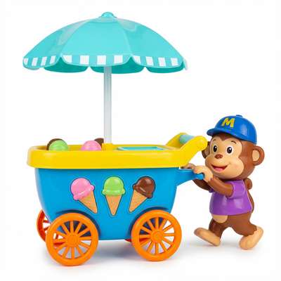 MUSICAL & LIGHTING MONKEY ICE CREAM CART