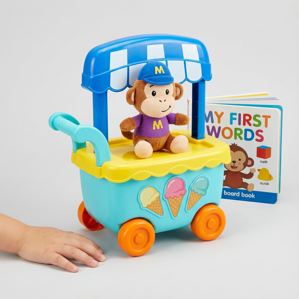 MUSICAL & LIGHTING MONKEY ICE CREAM CART